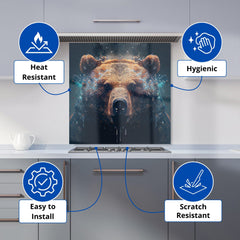 Brown Bear Face Splashart Kitchen Splashback