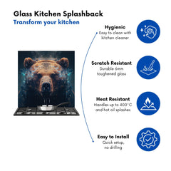 Brown Bear Face Splashart Kitchen Splashback
