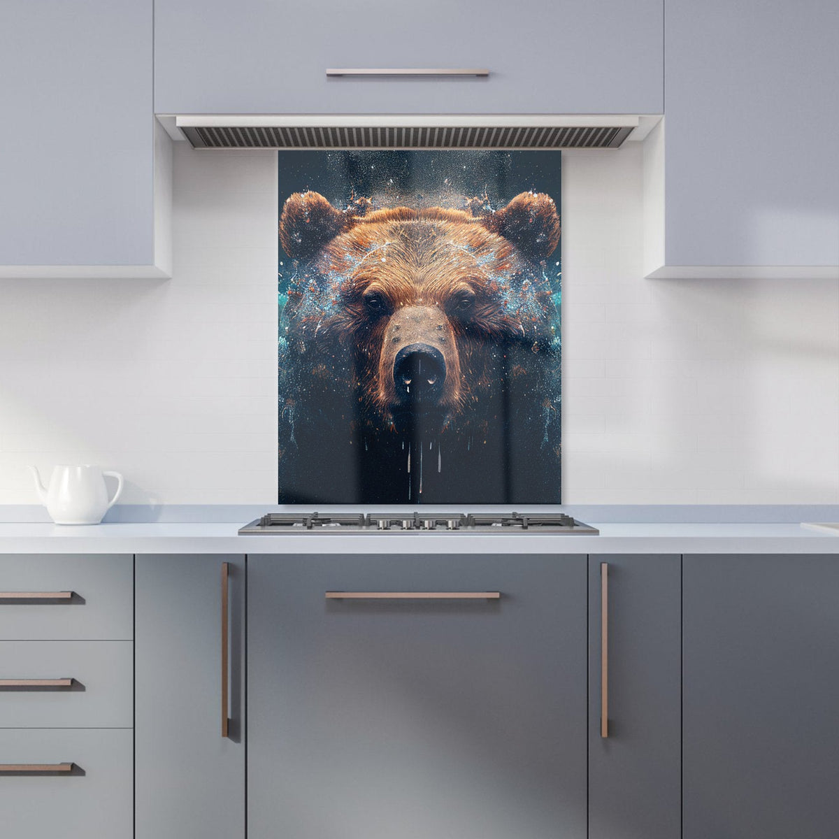 Brown Bear Face Splashart Kitchen Splashback
