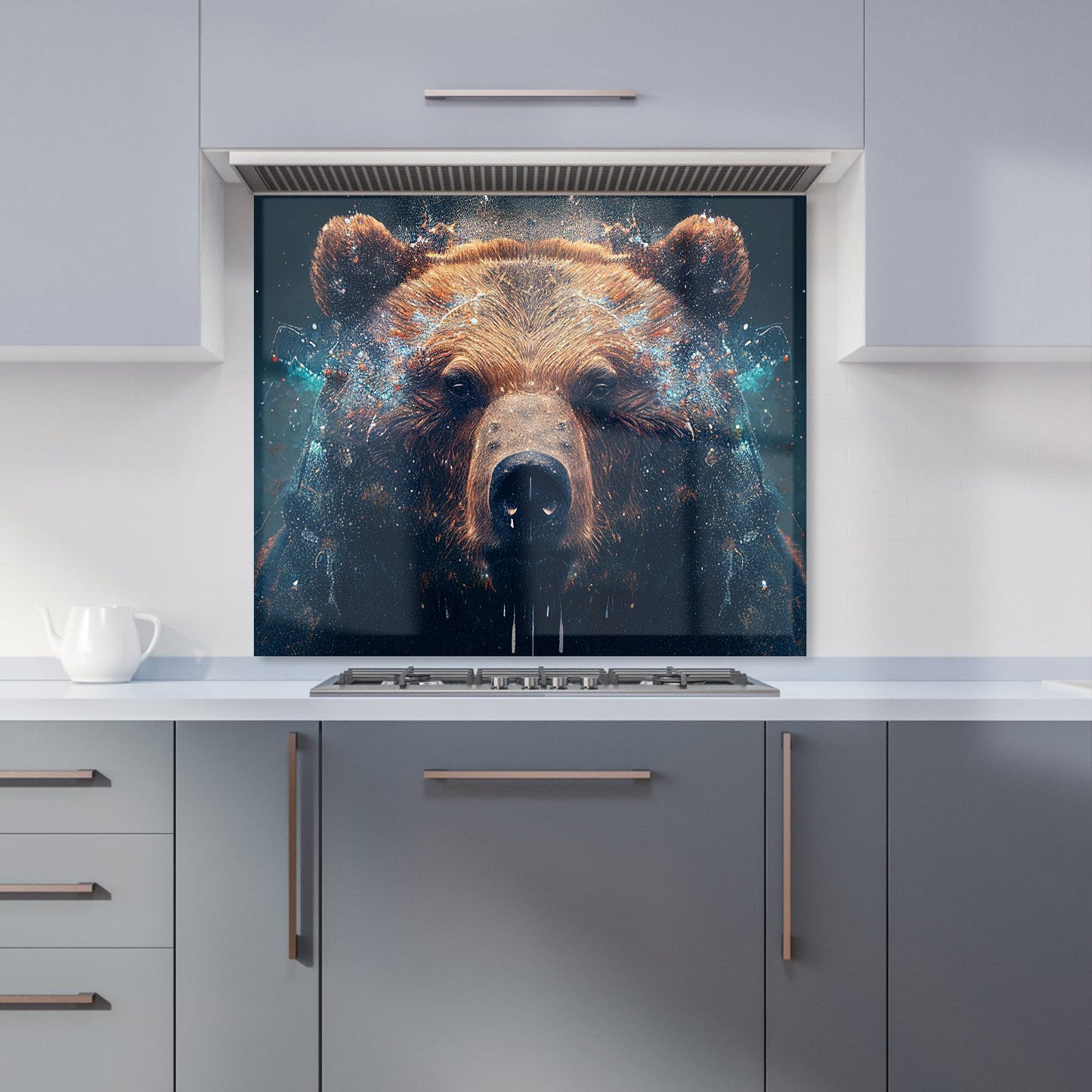 Brown Bear Face Splashart Kitchen Splashback