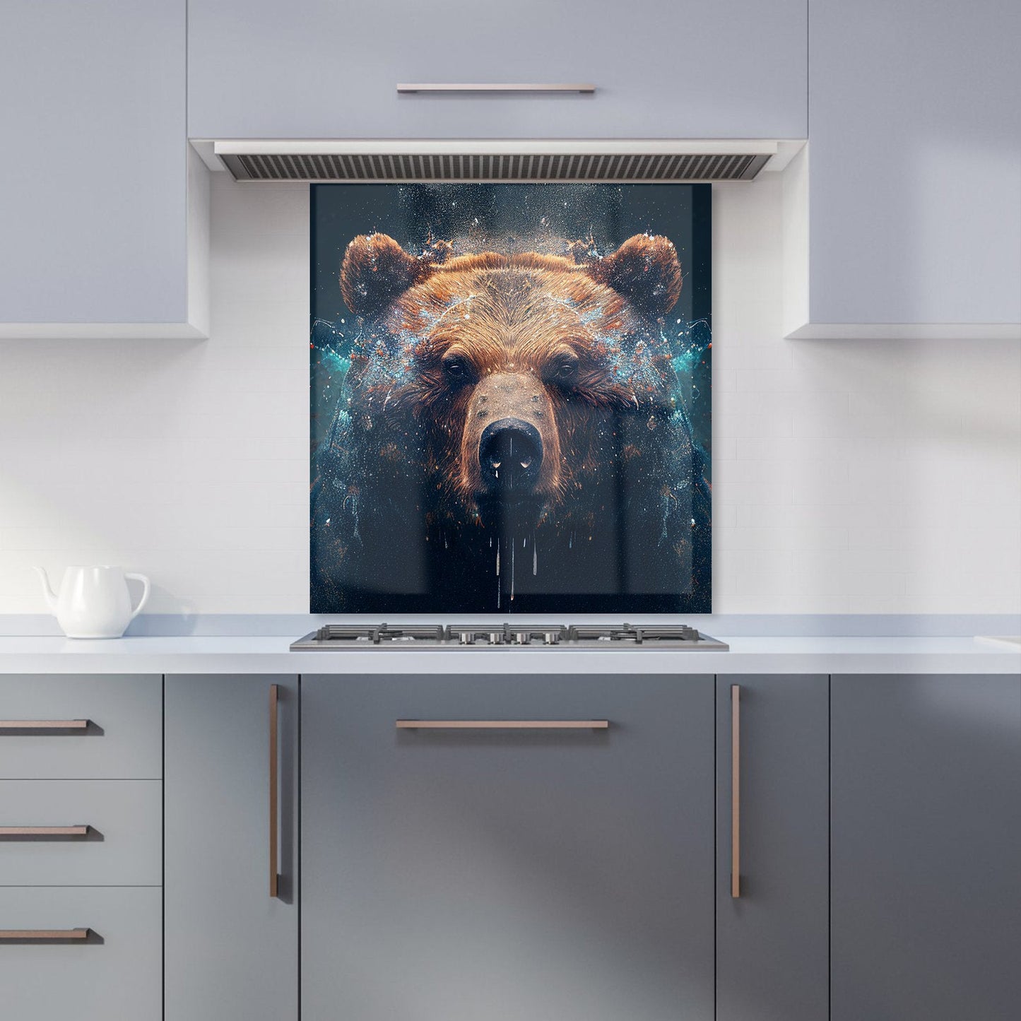 Brown Bear Face Splashart Kitchen Splashback