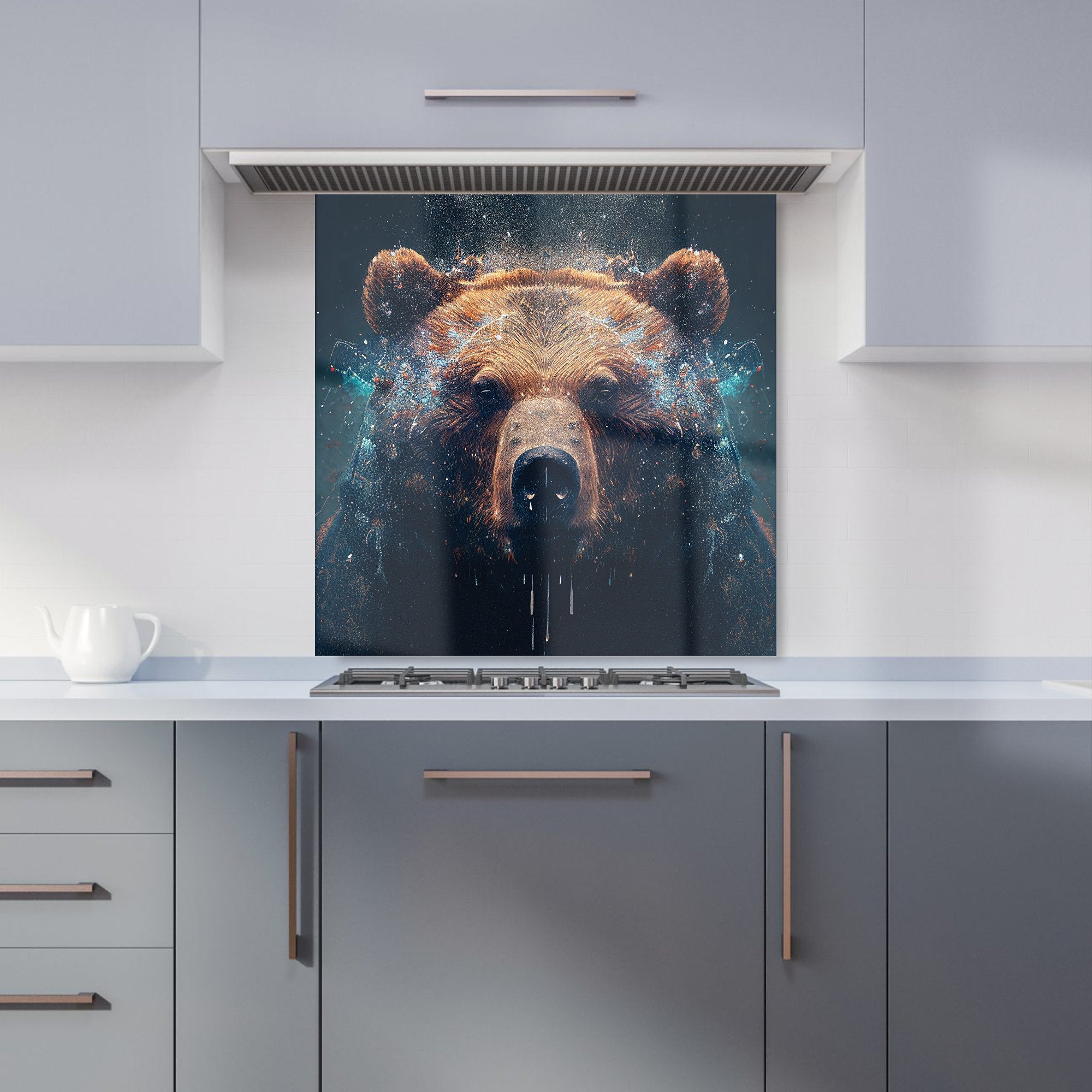 Brown Bear Face Splashart Kitchen Splashback