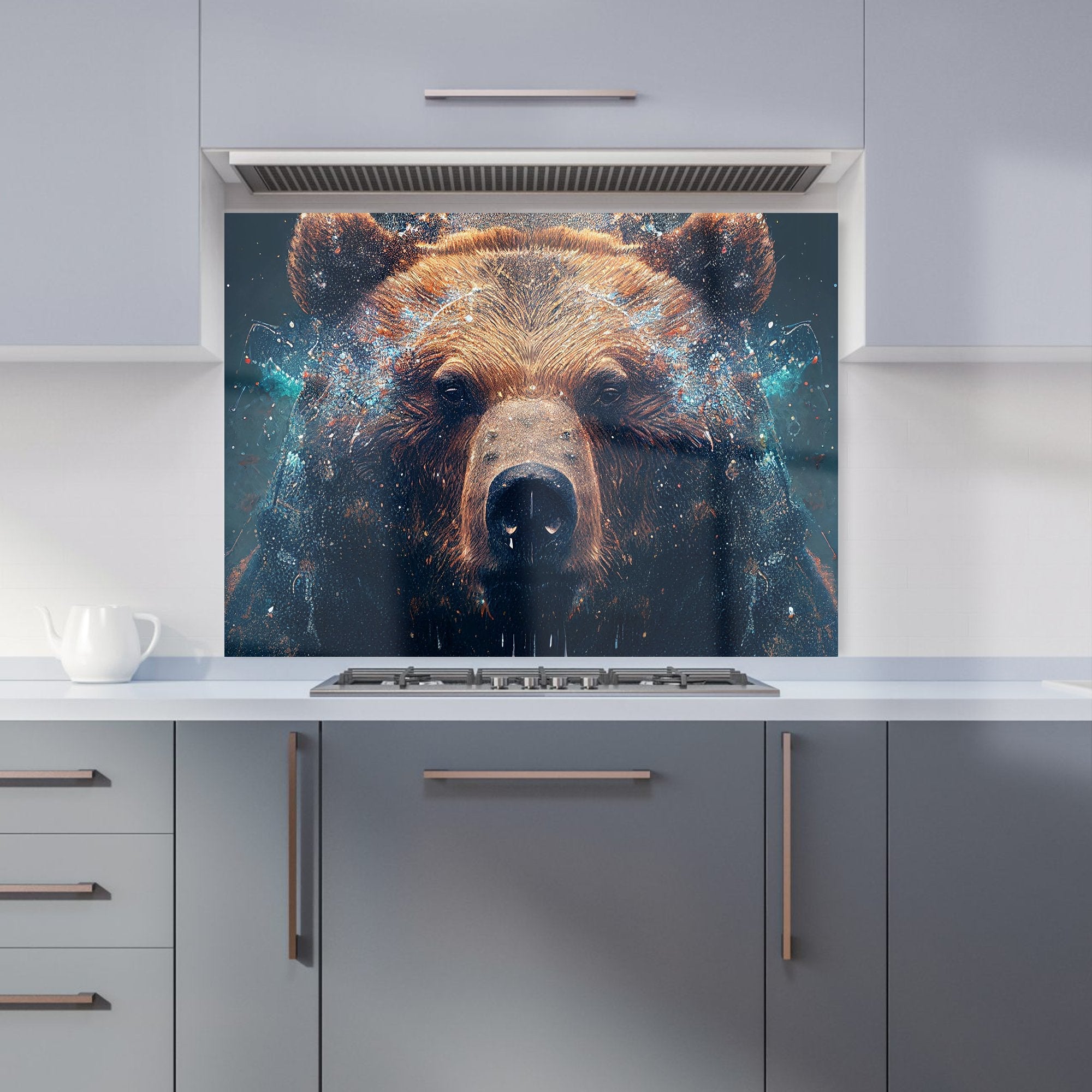 Brown Bear Face Splashart Kitchen Splashback