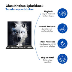 White Wolf Face Splashart Dark Backgrouns Kitchen Splashback