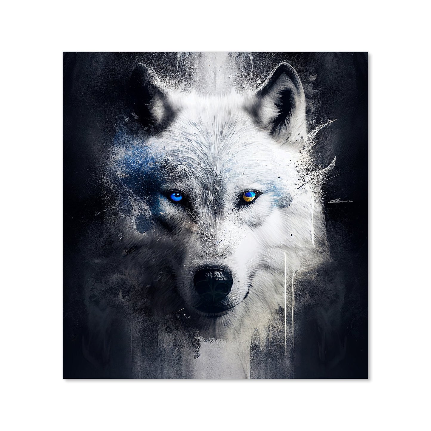 White Wolf Face Splashart Dark Backgrouns Kitchen Splashback