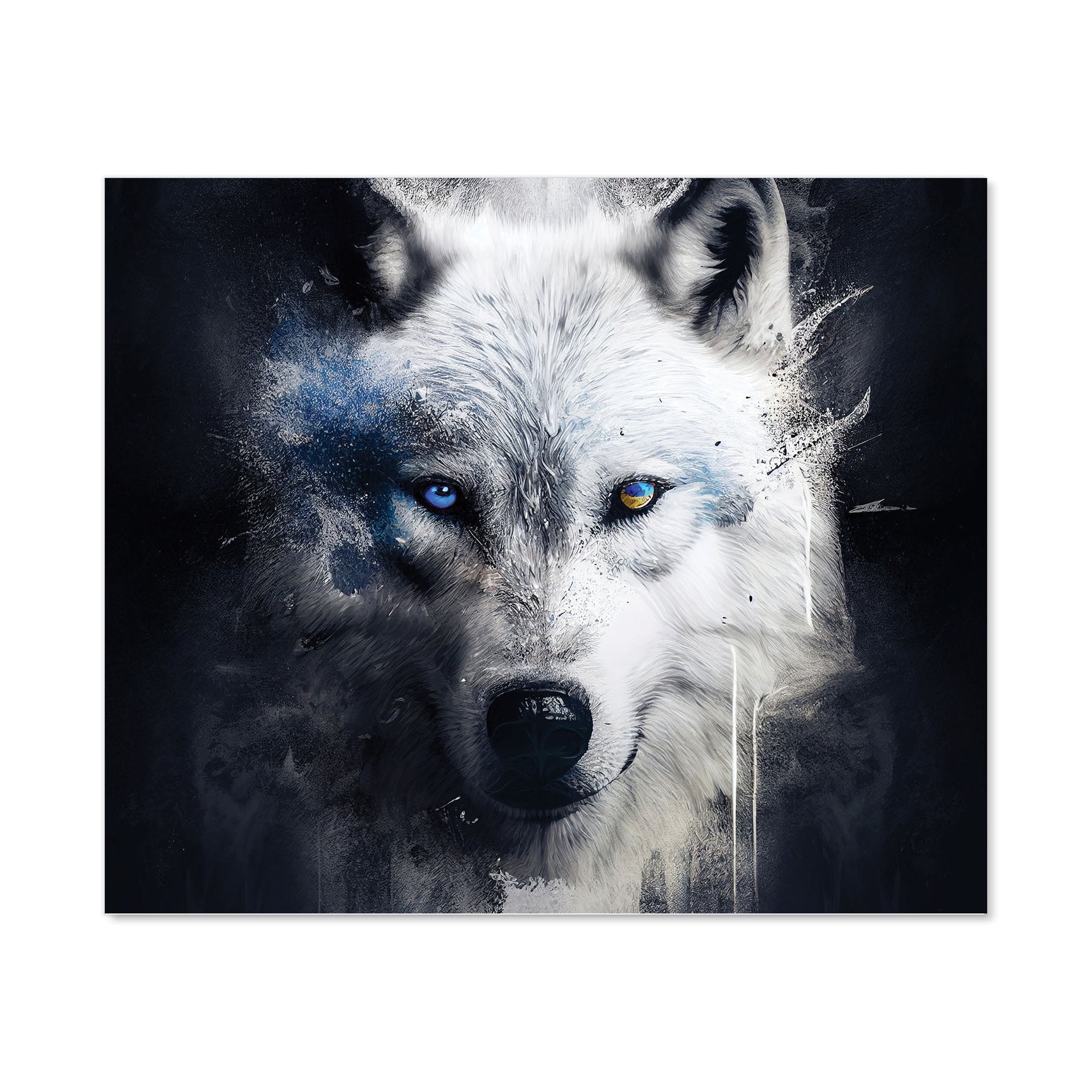 White Wolf Face Splashart Dark Backgrouns Kitchen Splashback