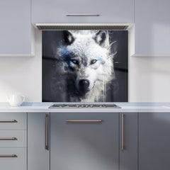 White Wolf Face Splashart Dark Backgrouns Kitchen Splashback