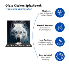 White Wolf Face Splashart Kitchen Splashback
