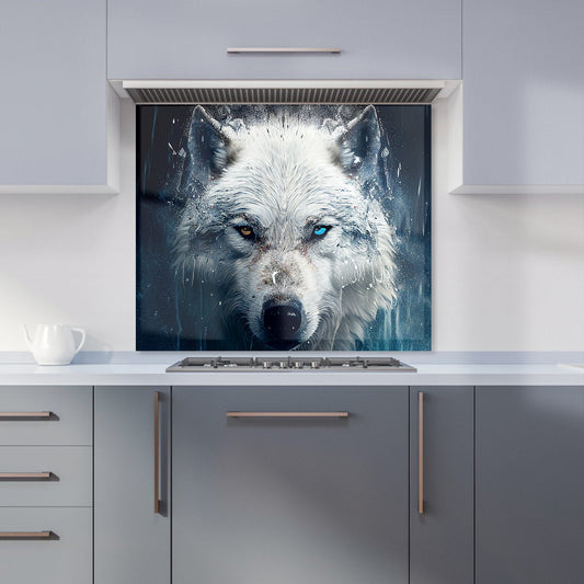 White Wolf Face Splashart Kitchen Splashback