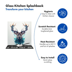 Stag Face Splashart Kitchen Splashback