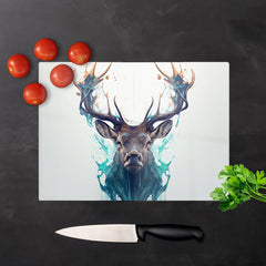 Stag Face Splashart Glass Chopping Board