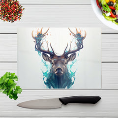 Stag Face Splashart Glass Chopping Board
