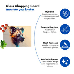 Hyena Face Splashart Light Background Glass Chopping Board