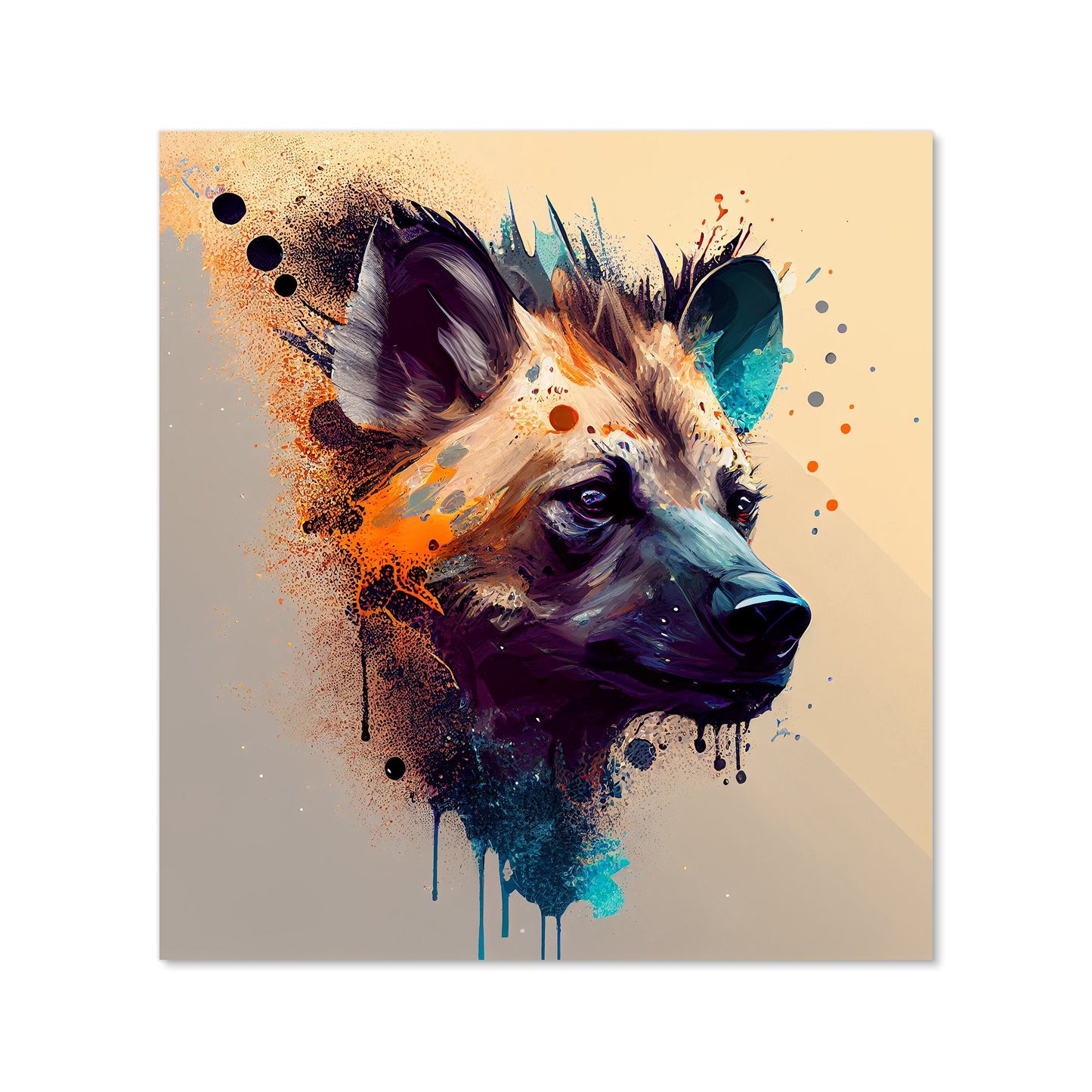 Hyena Face Splashart Light Background Kitchen Splashback