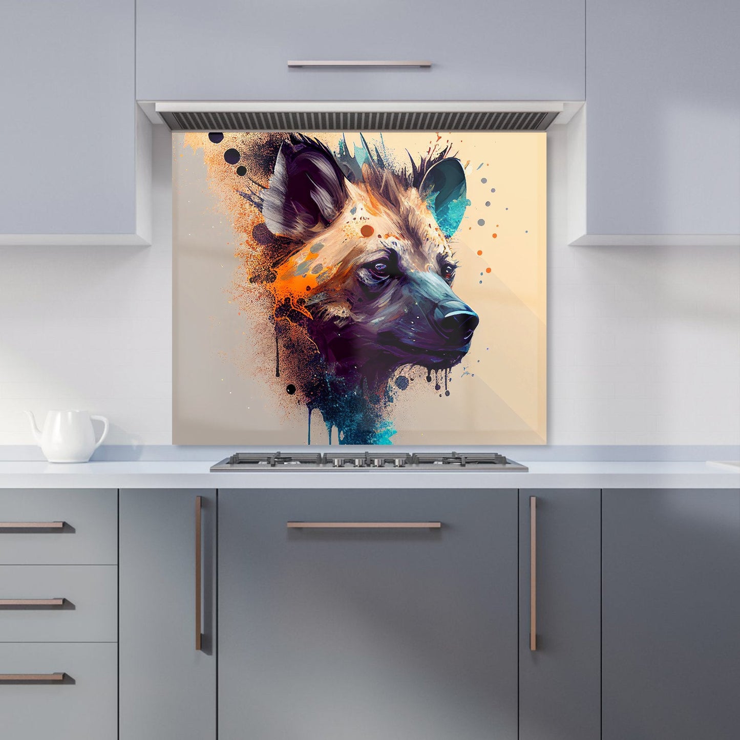 Hyena Face Splashart Light Background Kitchen Splashback