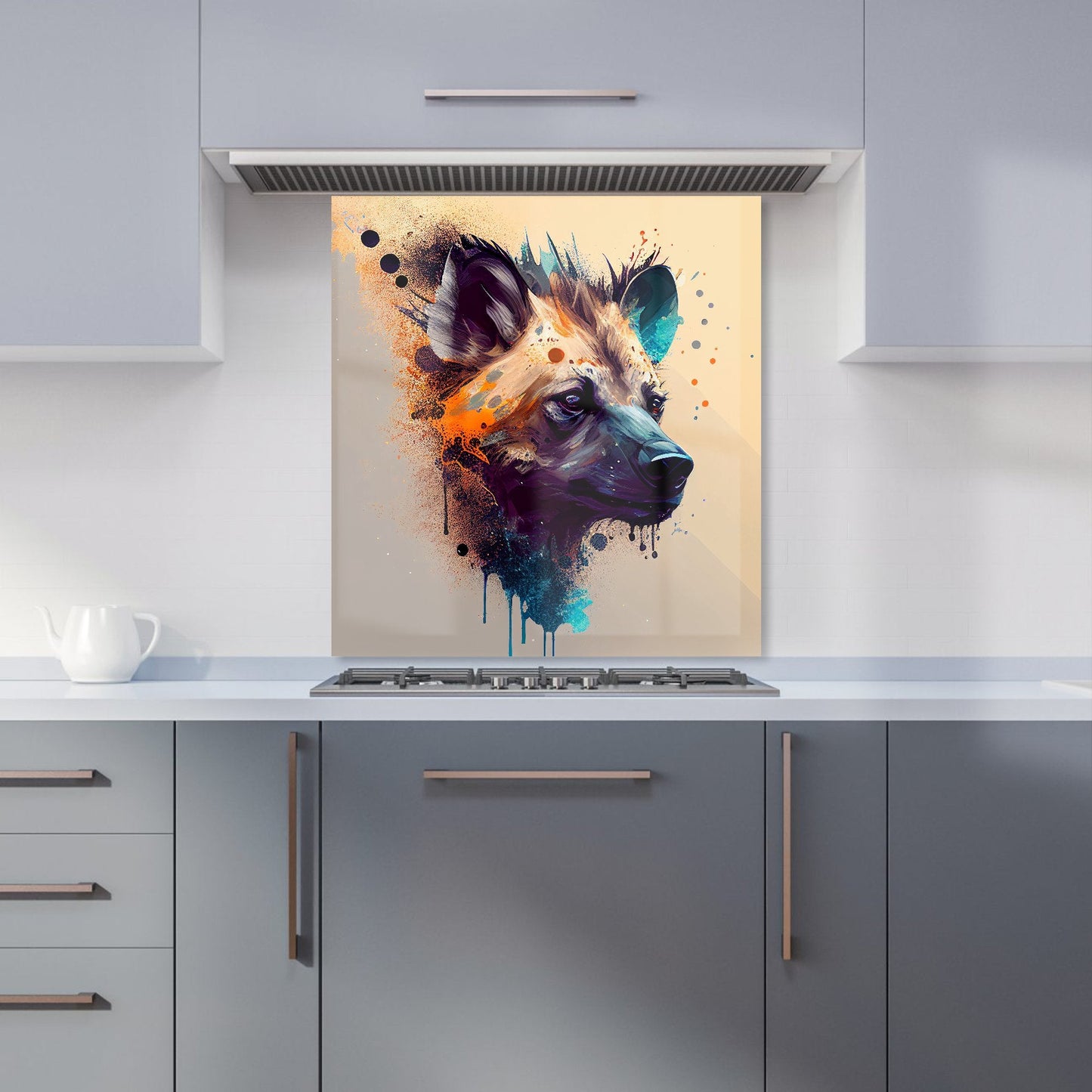 Hyena Face Splashart Light Background Kitchen Splashback