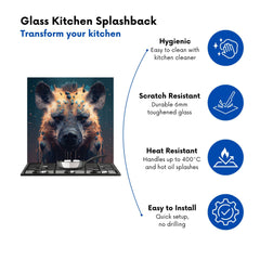 Hyena Face Splashart Dark Background Kitchen Splashback
