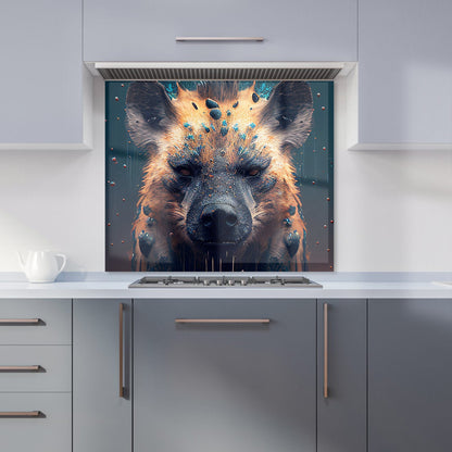 Hyena Face Splashart Dark Background Kitchen Splashback