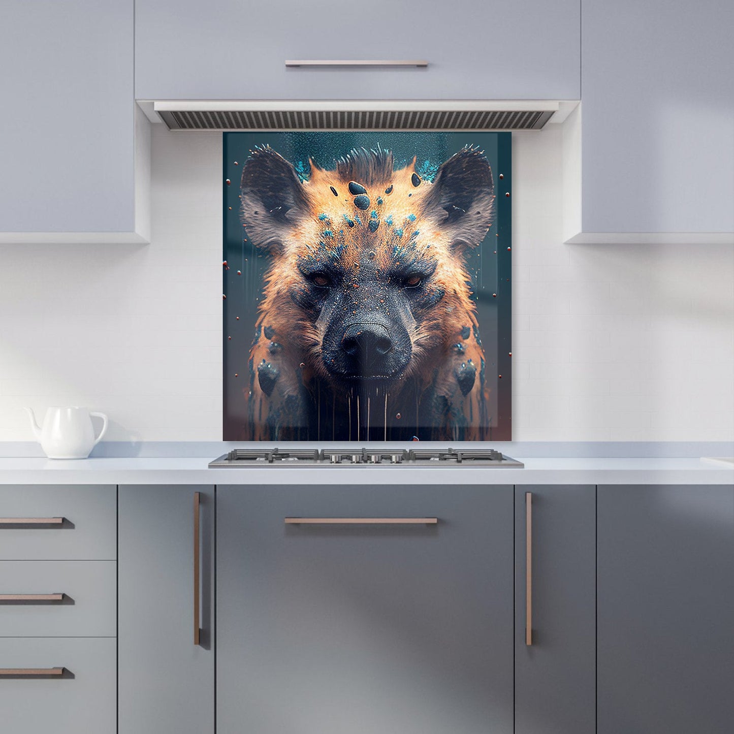 Hyena Face Splashart Dark Background Kitchen Splashback