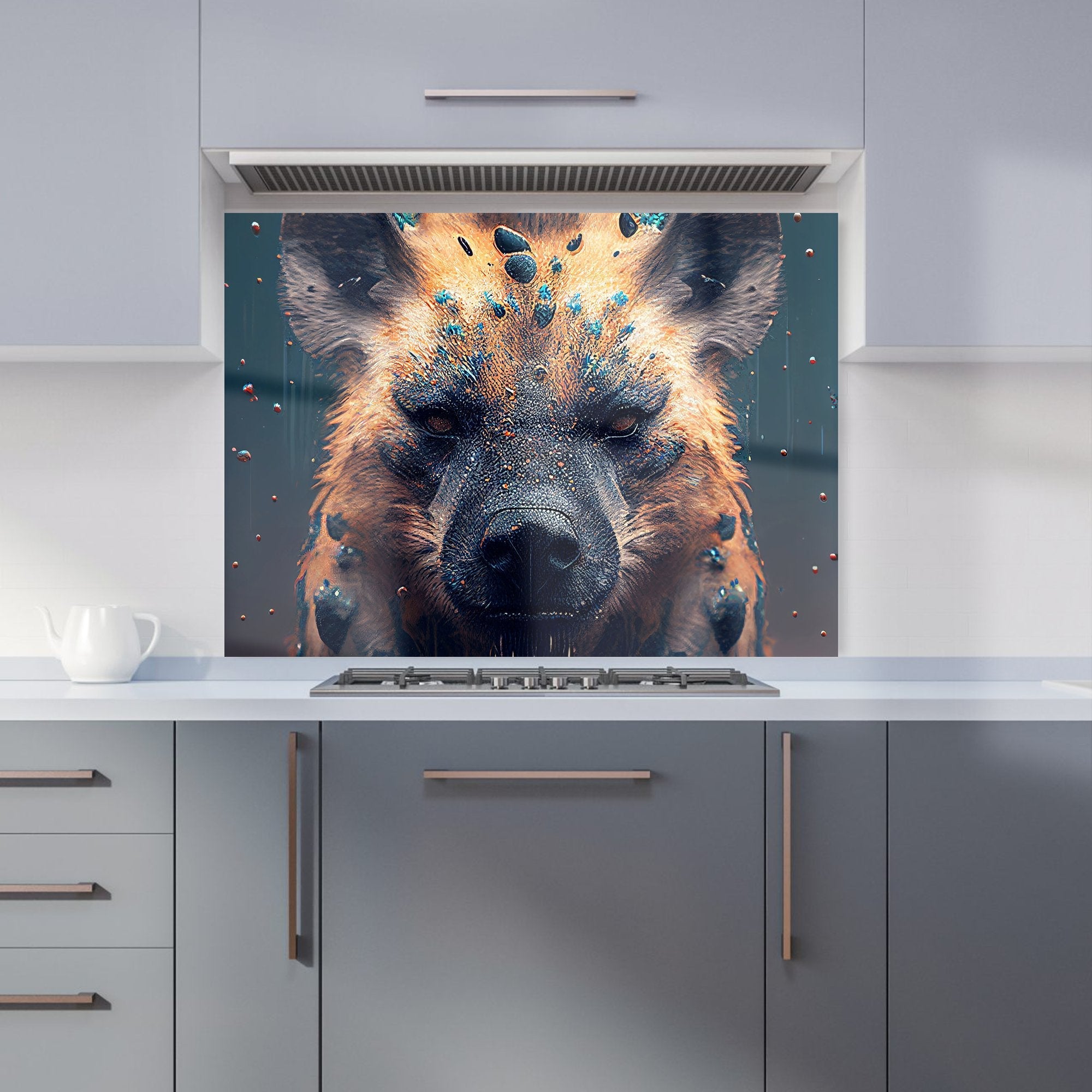 Hyena Face Splashart Dark Background Kitchen Splashback