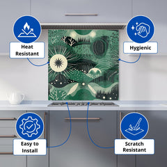 Abstract Green Moon Kitchen Splashback