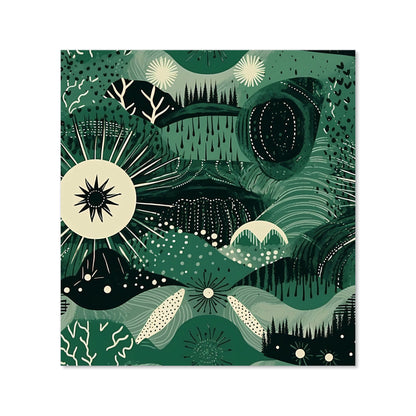 Abstract Green Moon Kitchen Splashback