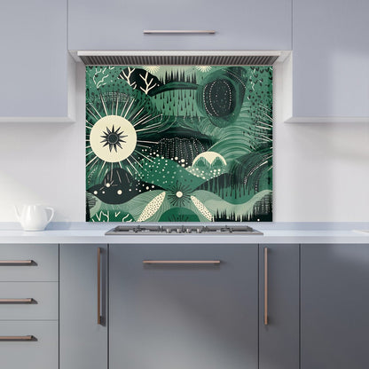 Abstract Green Moon Kitchen Splashback