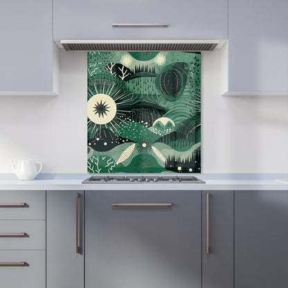 Abstract Green Moon Kitchen Splashback