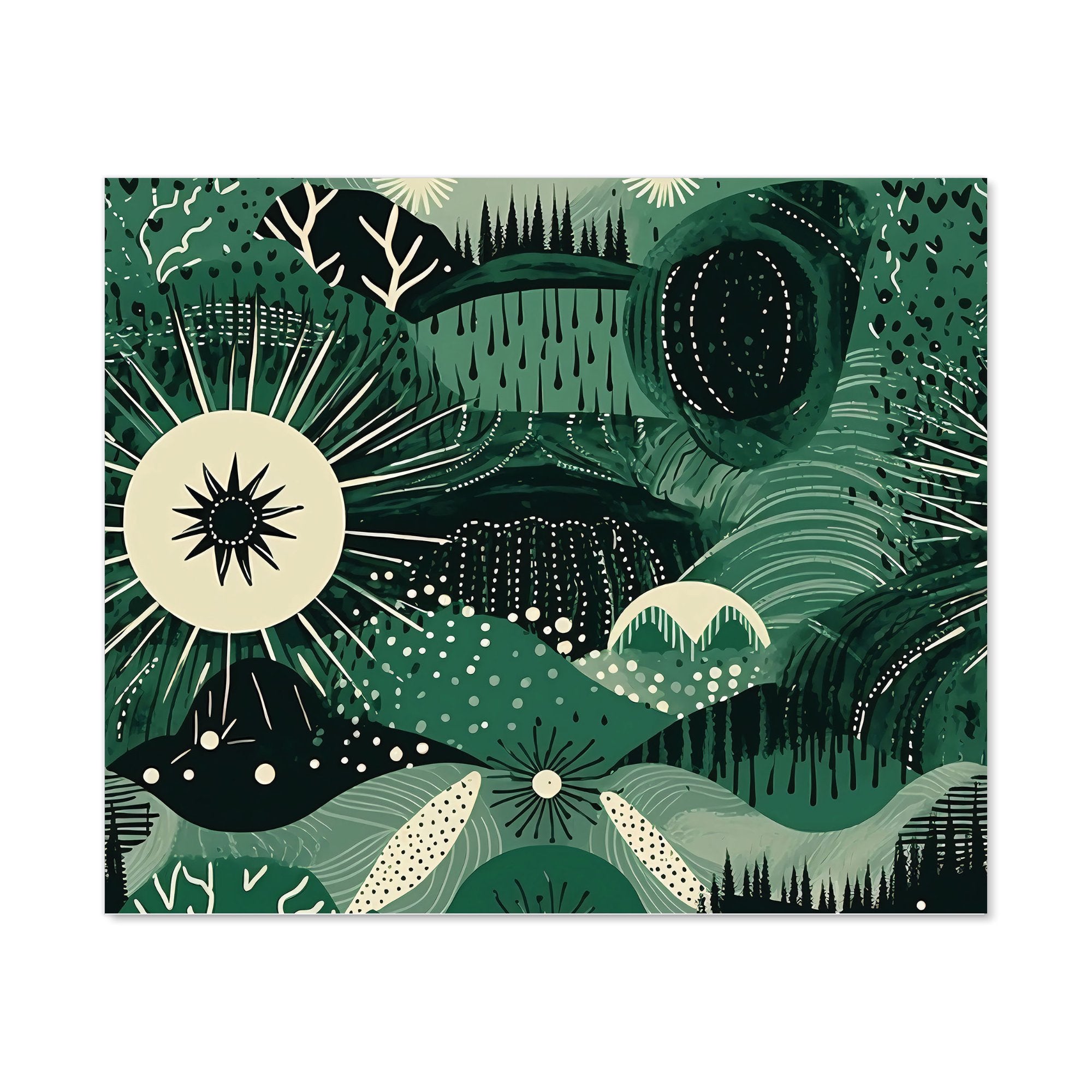 Abstract Green Moon Kitchen Splashback