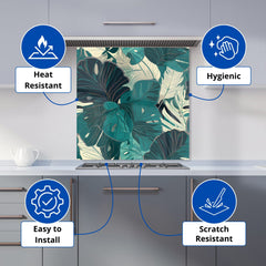 Tropical Green Leaves Kitchen Splashback