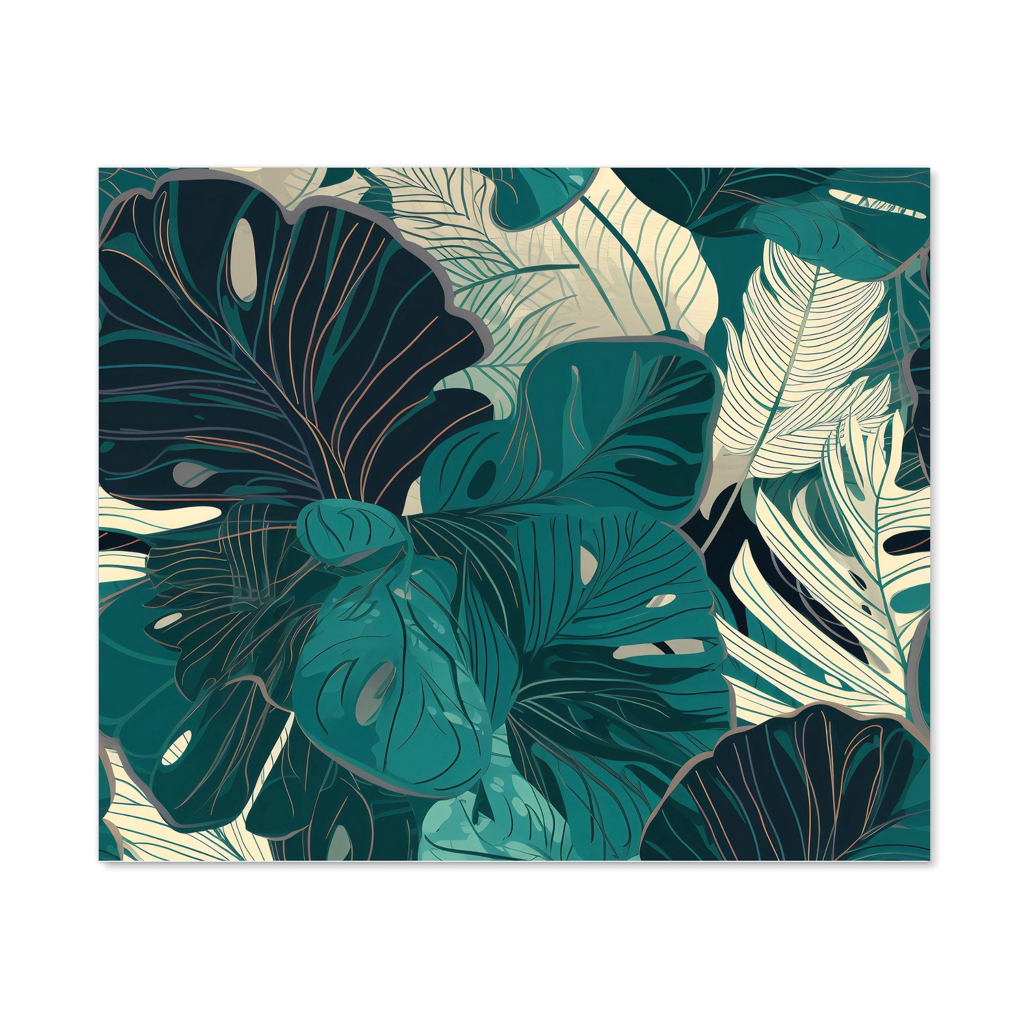 Tropical Green Leaves Kitchen Splashback