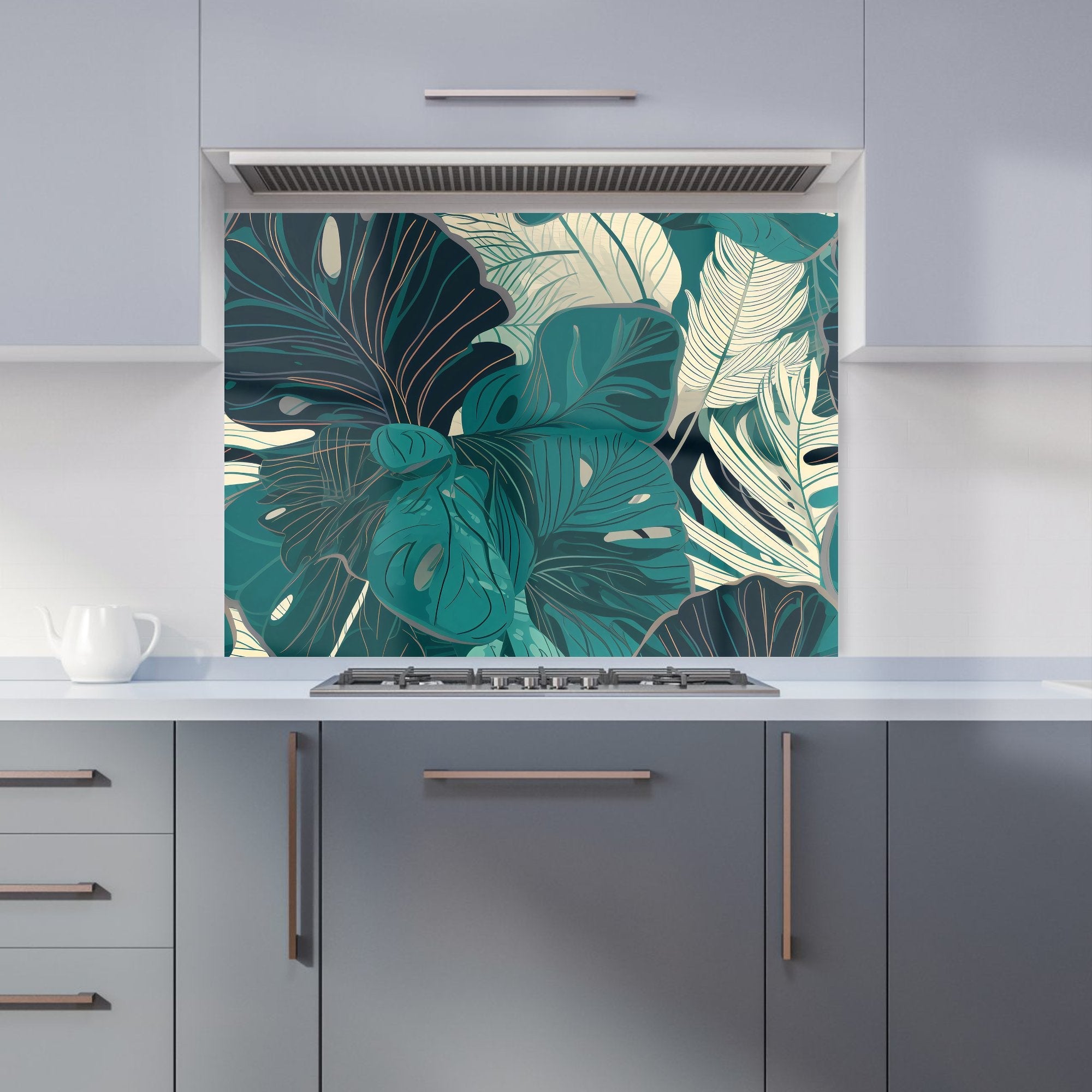 Tropical Green Leaves Kitchen Splashback