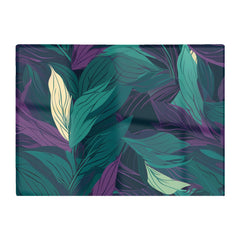 Green Purple Tropical Leaves Glass Chopping Board