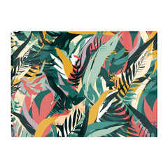Coloured Tropical Leaves Glass Chopping Board