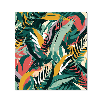 Coloured Tropical Leaves Kitchen Splashback