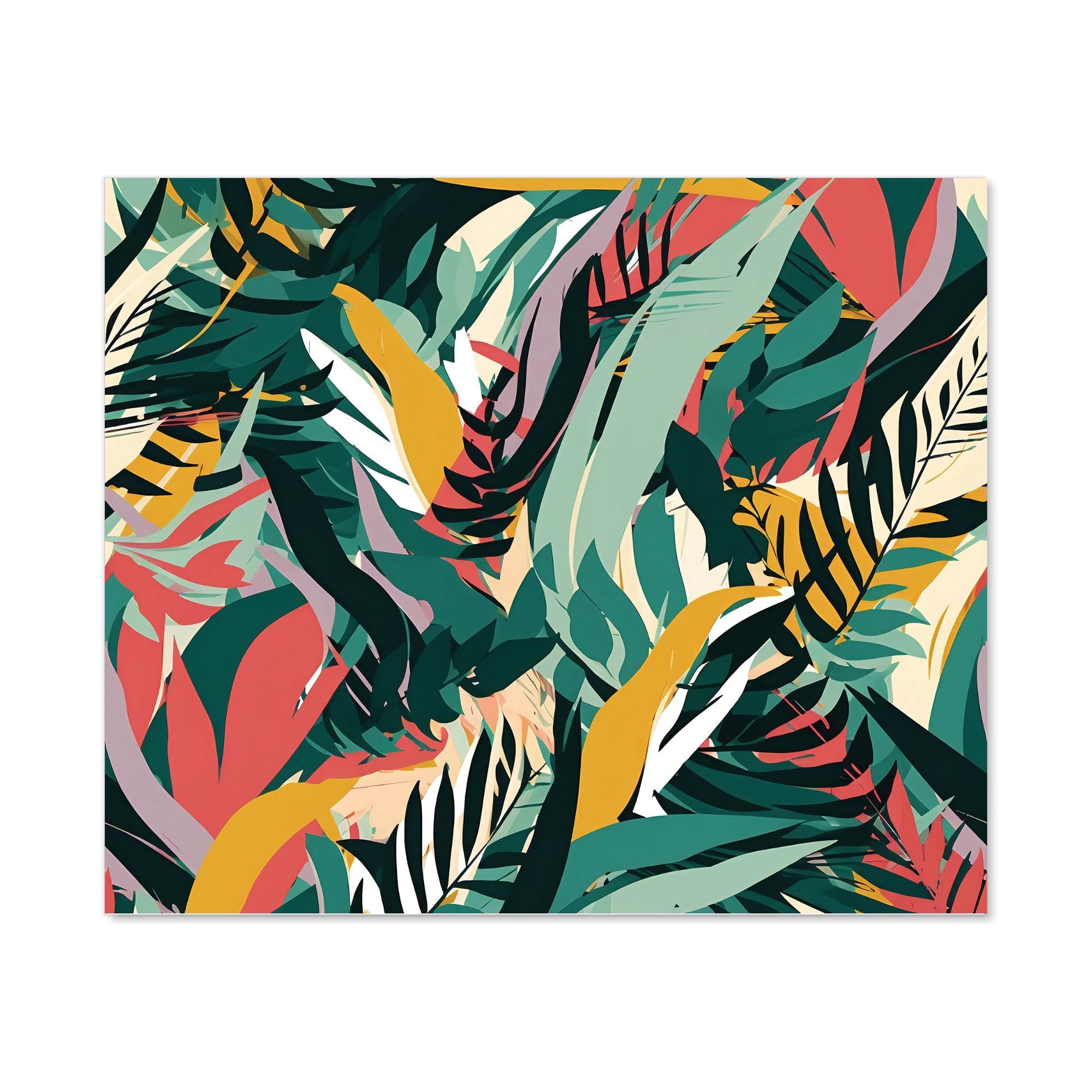 Coloured Tropical Leaves Kitchen Splashback
