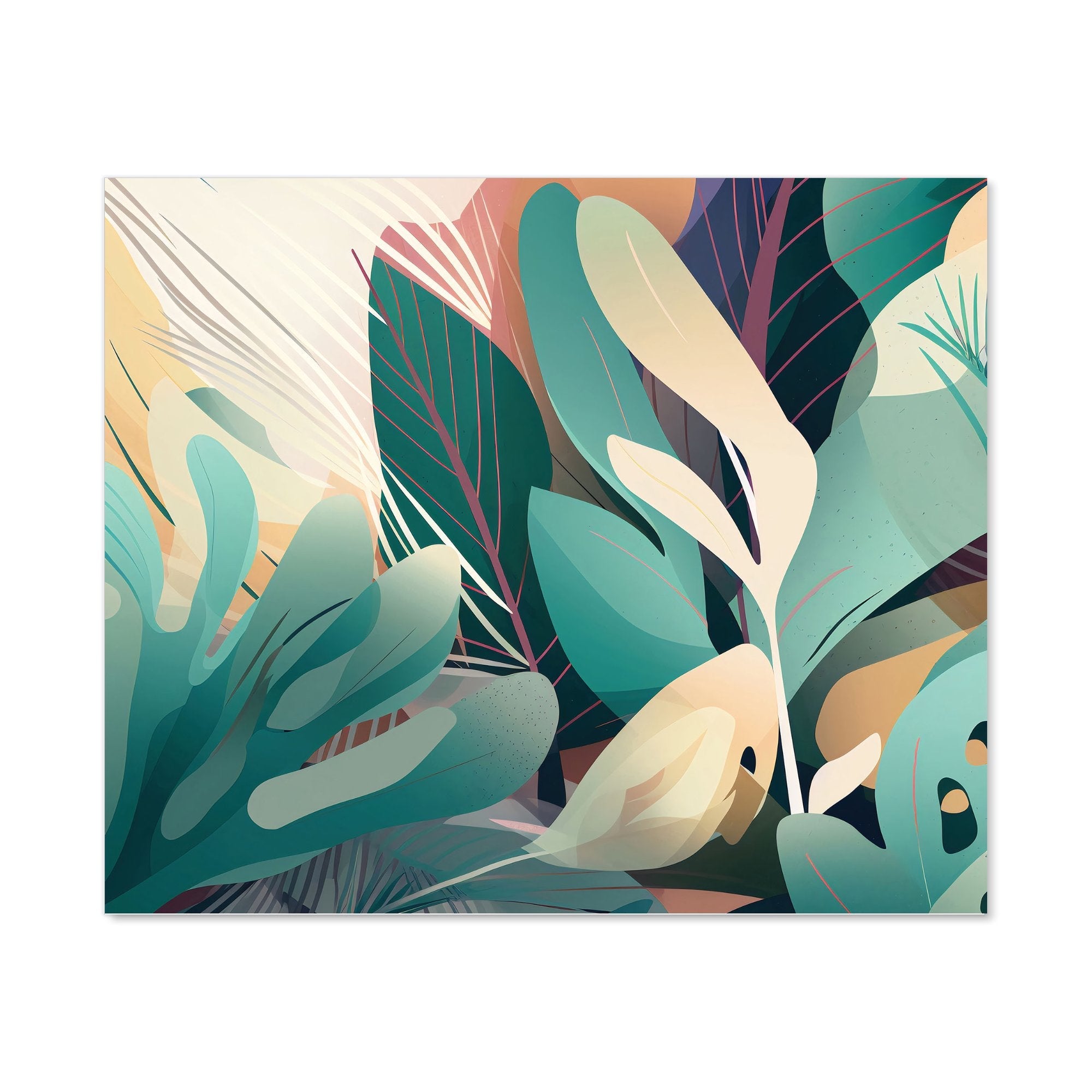 Abstract Tropical Leaves Kitchen Splashback