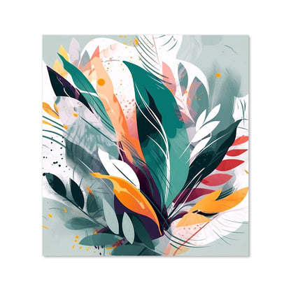 Coloured Abstrace Feather Leaves Kitchen Splashback