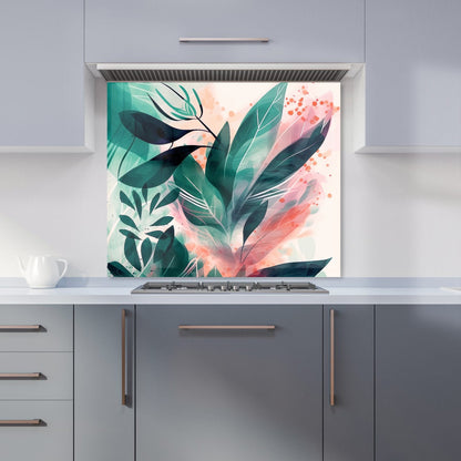 Green Feather leaves Tropical Kitchen Splashback