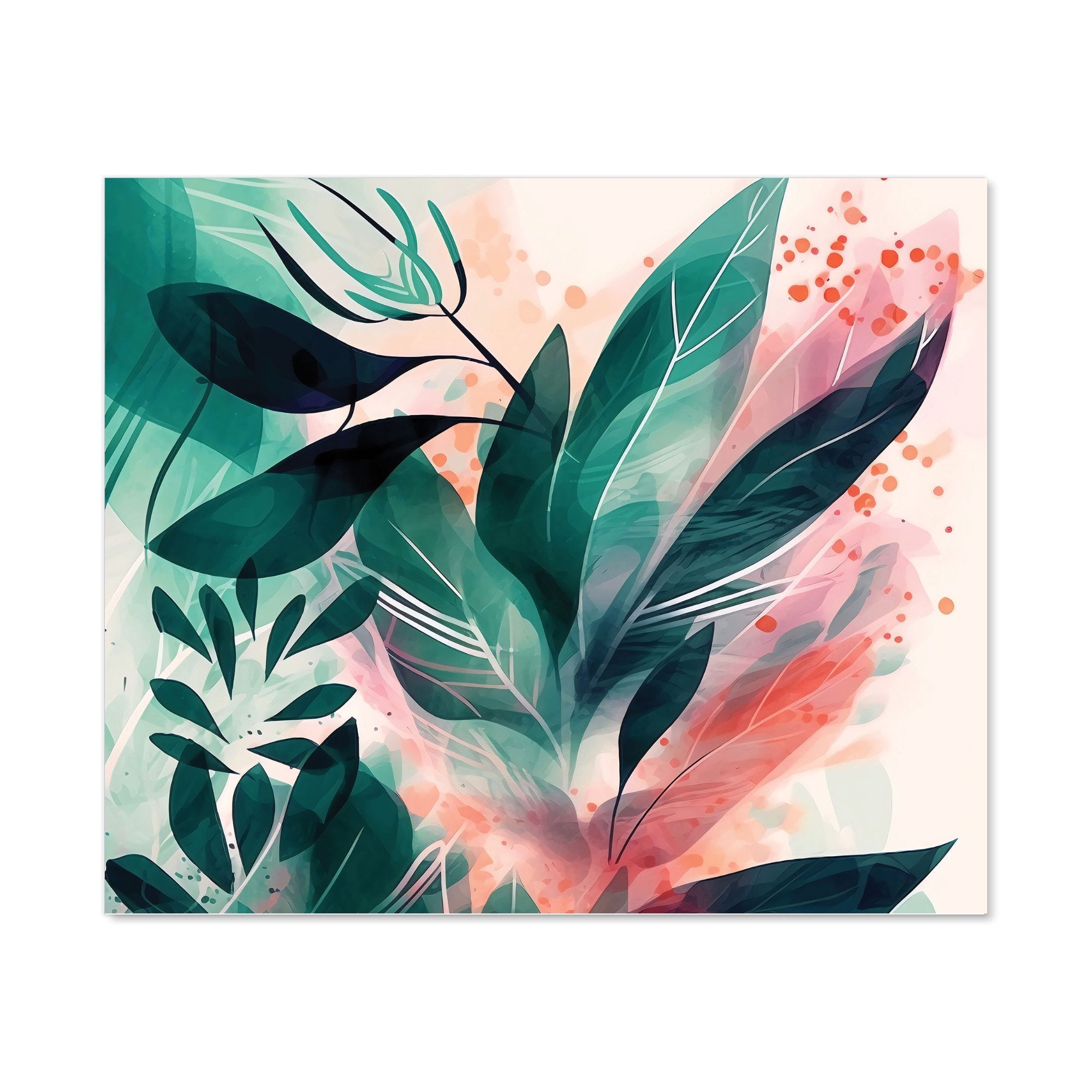 Green Feather leaves Tropical Kitchen Splashback