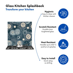 Silver Blue Moon and Stars Kitchen Splashback