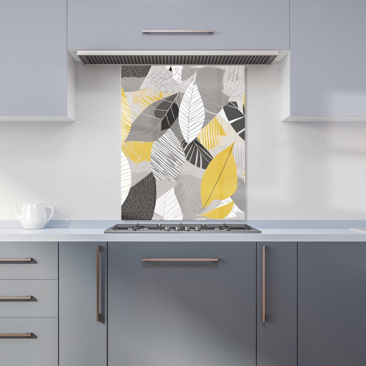 Grey Yellow Autumn Leaves Kitchen Splashback