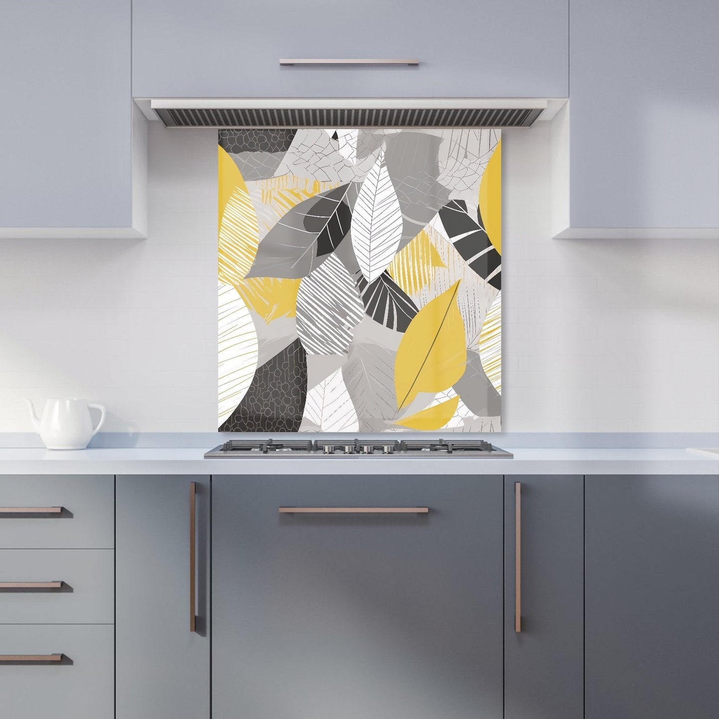 Grey Yellow Autumn Leaves Kitchen Splashback