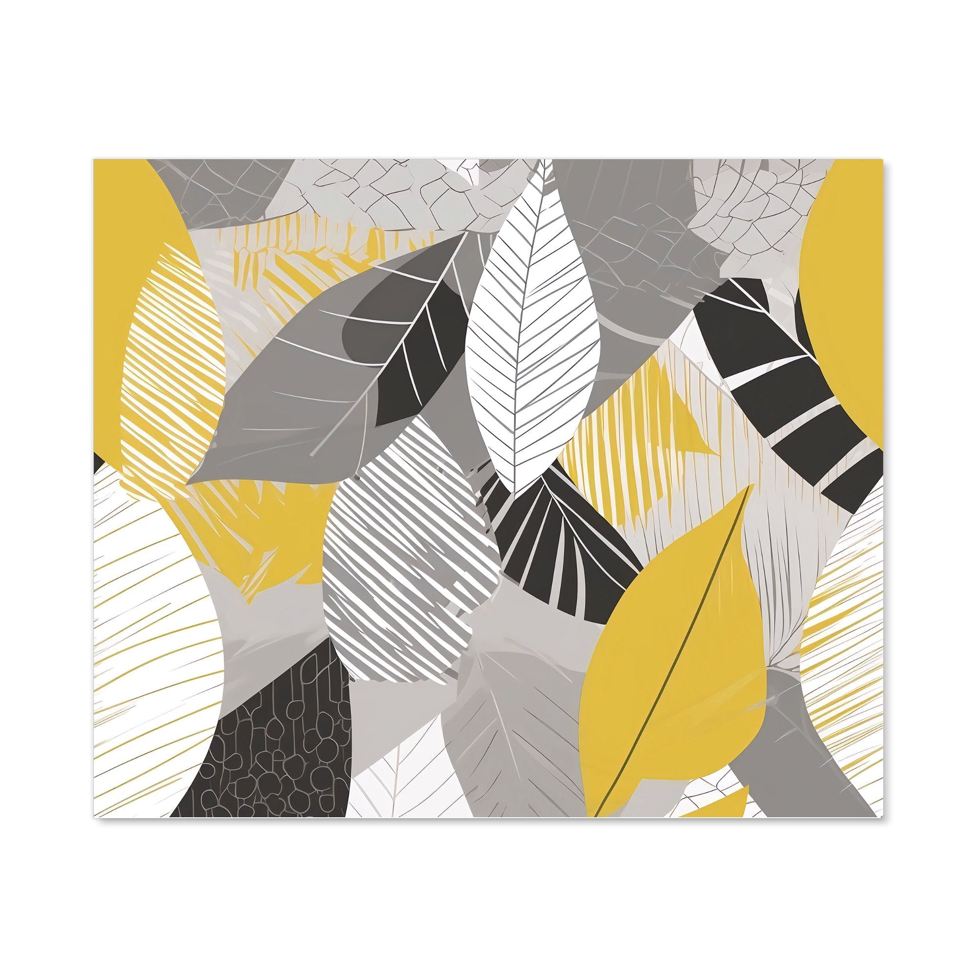 Grey Yellow Autumn Leaves Kitchen Splashback