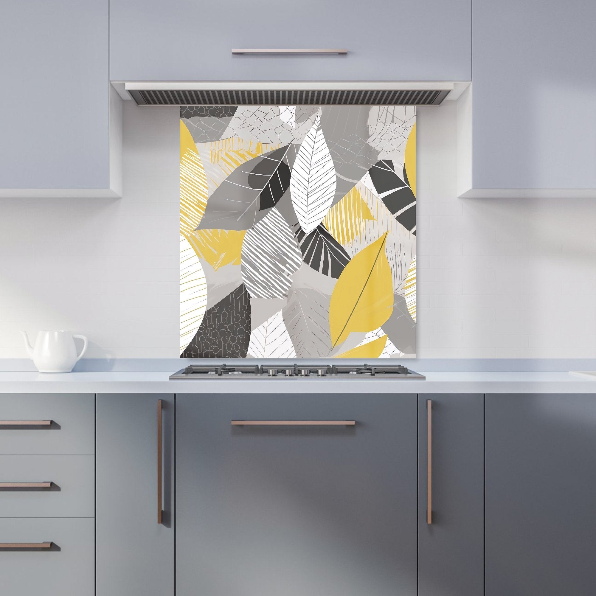 Grey Yellow Autumn Leaves Kitchen Splashback