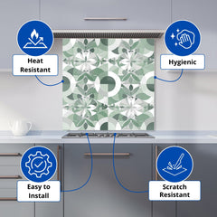 Geometric Pastel Green Kitchen Splashback