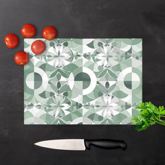 Geometric Pastel Green Glass Chopping Board