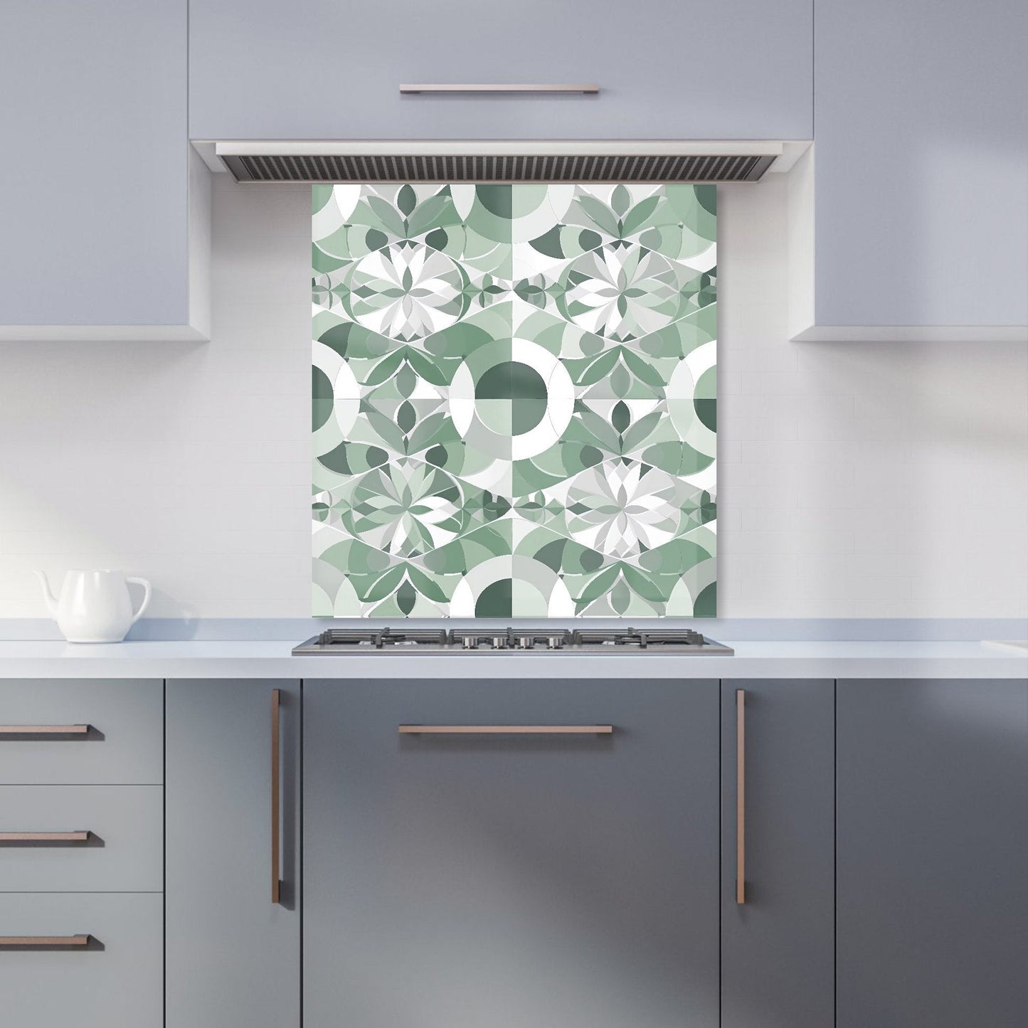 Geometric Pastel Green Kitchen Splashback