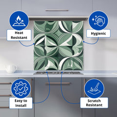 Geometric Green Black Kitchen Splashback