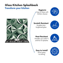 Geometric Green Black Kitchen Splashback